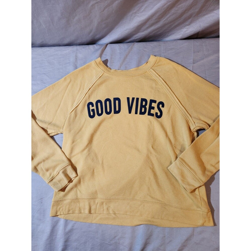 GRAYSON THREADS Women’s Gold Good Vibes Crew Neck Sweatshirt (Size L)
